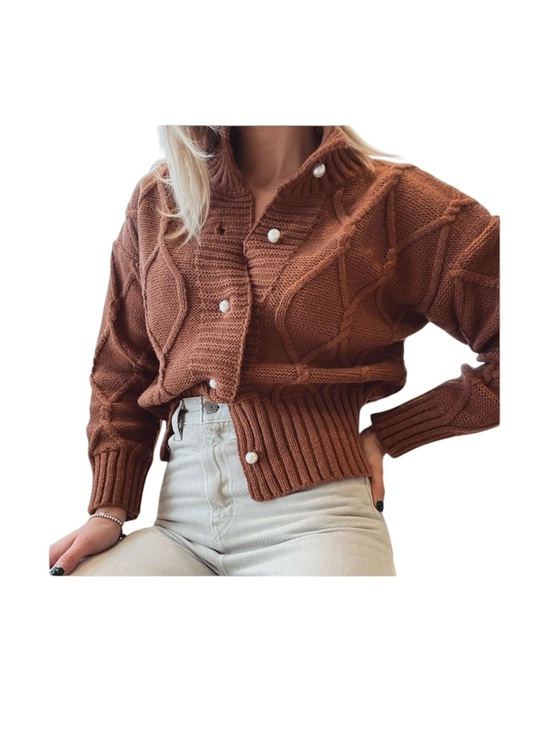 Anthropologie Sweaters - NWT Anthropologie Six Crisp Days Brown Sarria Collared Cardigan Size XS/S